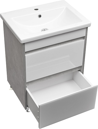 Stella Polare Тумба с раковиной Браво 60 слэйт / лакобель белое – картинка-5